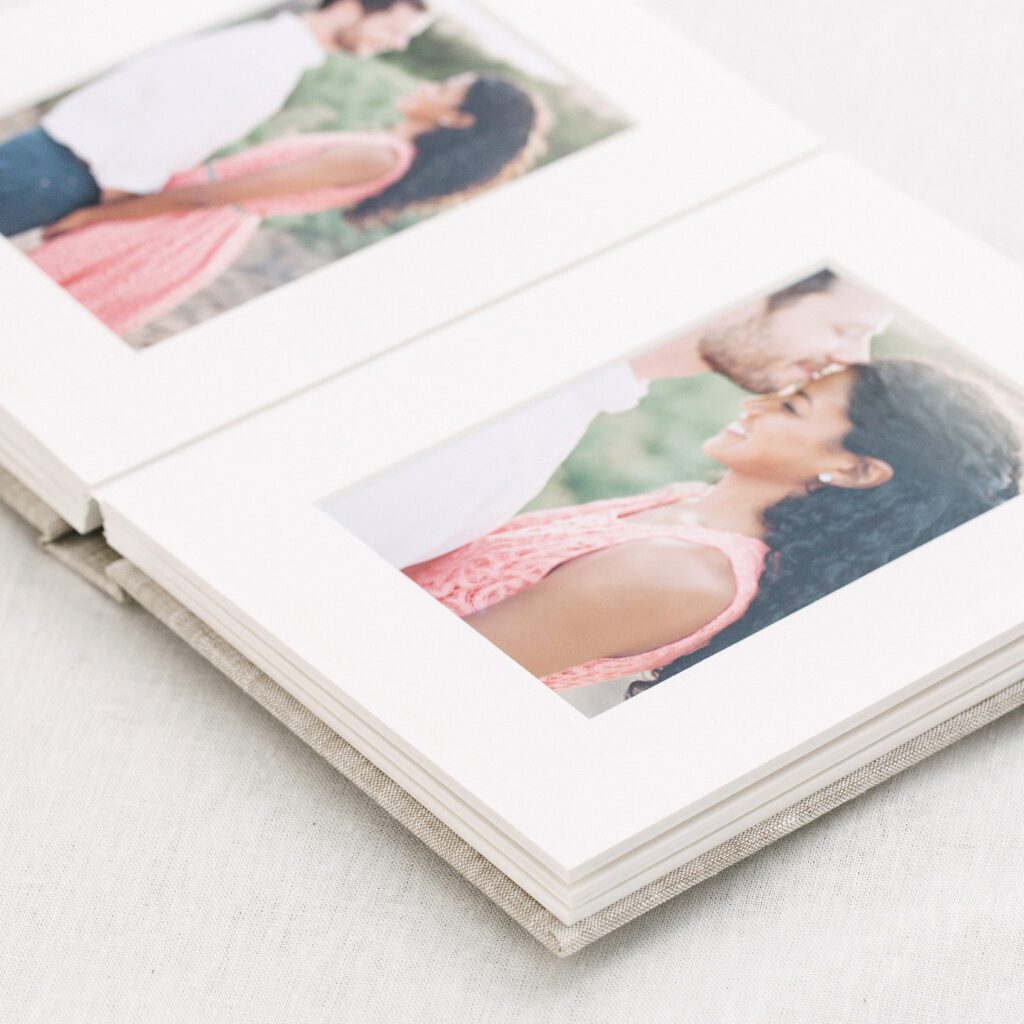 Picture of the inside of an heirloom album that Captured by Brooke sells to her clients, a Raleigh Portrait Photographer