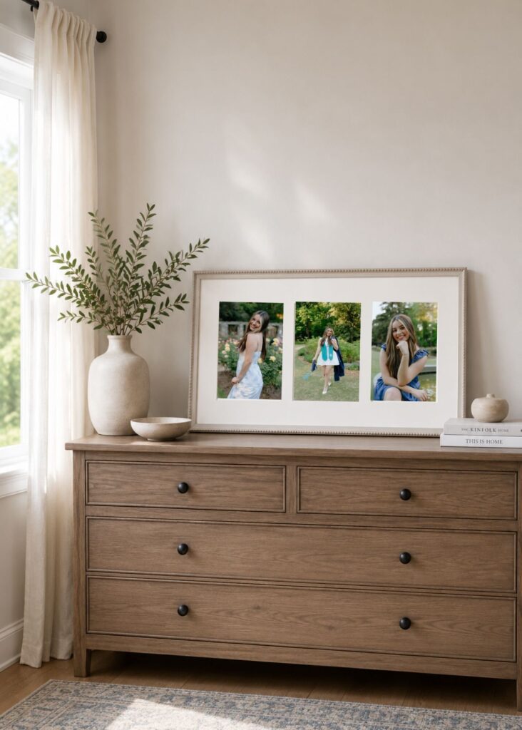 A mock up of a collage frame wall art piece that Captured by Brooke sells to her clients, a Raleigh Senior photographer